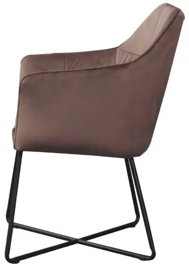 Zamatové kreslo Mendi cappuccino s podrúčkami