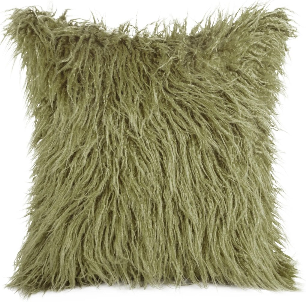 CHLPATÁ DEKORAČNÁ OBLIEČKA NA VANKÚŠ ENYA 81945X45 CM OLIVOVÁ