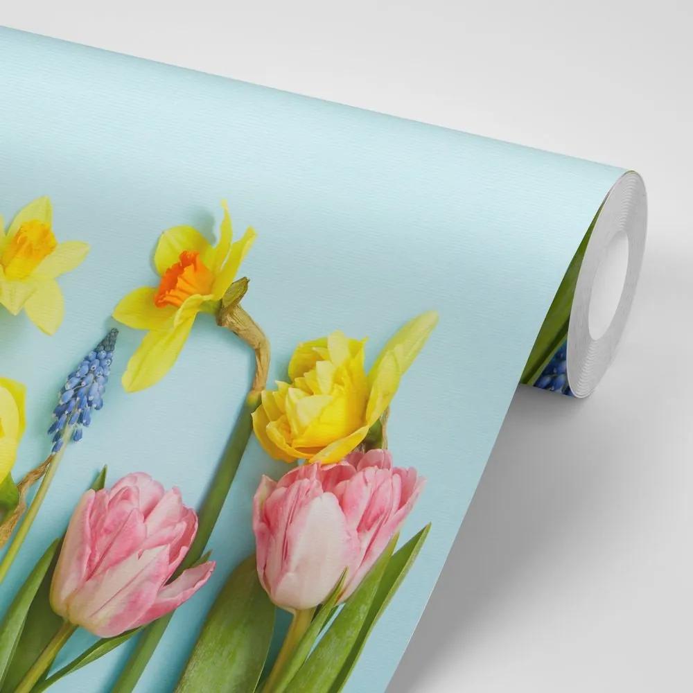 Samolepiaca fototapeta jarná kvetinová kompozícia - 150x100