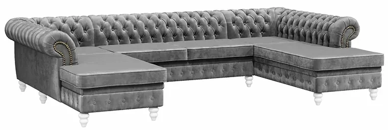 PROXIMA.store - Luxusná sedačka CHESTERFIELD LONG U FARBA NÔH: čierna, DRUH LÁTKY: TORRE - 17, FARBA OZDOBNÝCH ŠPENDLÍKOV: barok