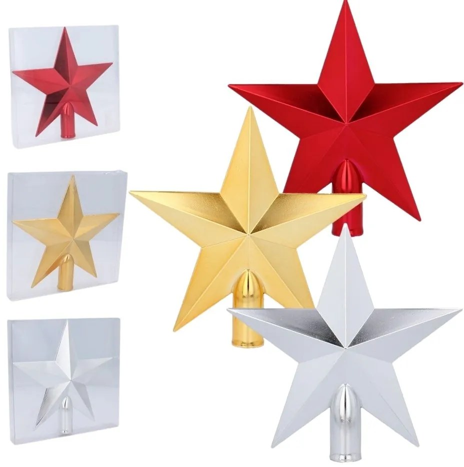 Bestent Špic na vianočný stromček Hviezda 20cm RED