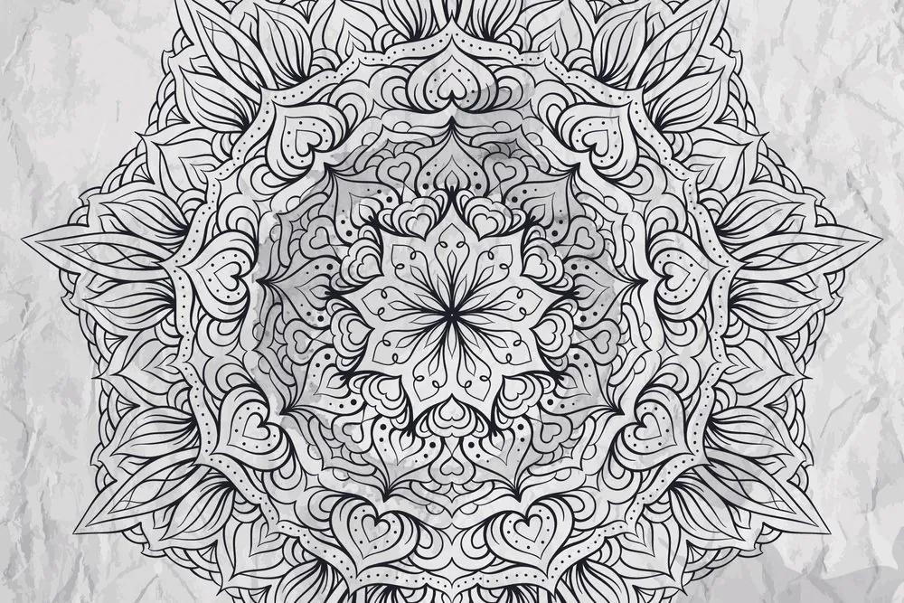 Tapeta abstraktná etnická Mandala v čiernobielom - 225x150