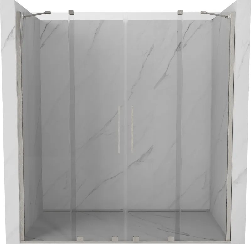Mexen Velar Duo, posuvné sprchové dvere do otvoru 180 cm, 8mm číre sklo, brúsená oceľ, 871-180-000-02-97
