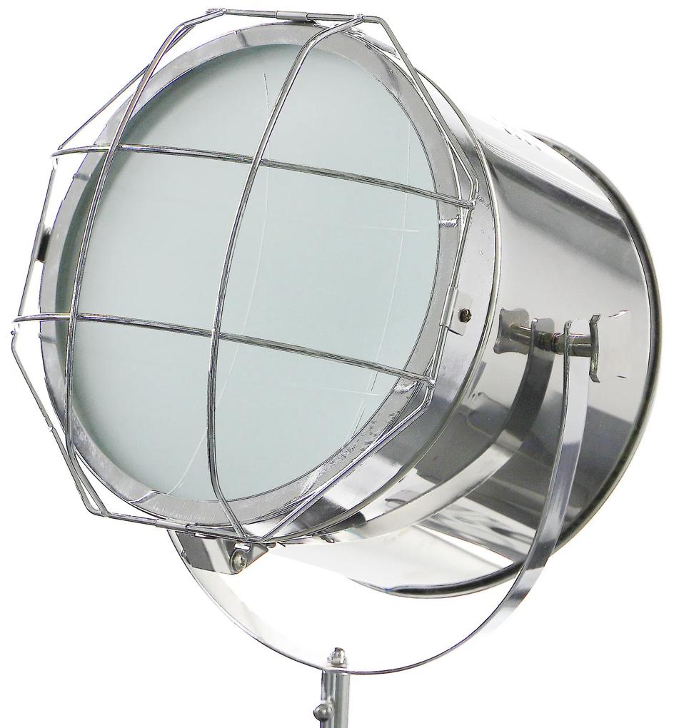 Dekorstudio Podlahová lampa TRIPOD na bielej trojnožke s chrómovaným tienidlom 153cm