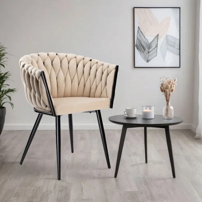Jedálenská stolička COFTON zamatová, čierna / béžová