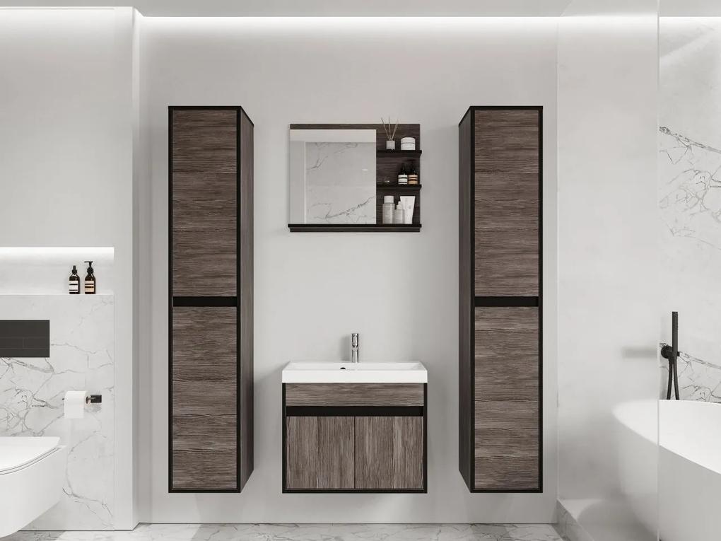 Kúpelňový nábytok Garmuzo XL, Farby: wotan / wotan + biely lesk, Sifón: bez sifónu, Umývadlová batéria: nie