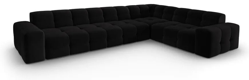 Čierna zamatová rohová pohovka (pravý roh) Kendal - Micadoni Home