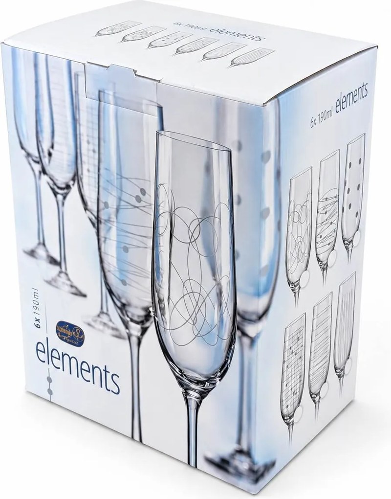Crystalex poháre na šumivé víno VIOLA ELEMENTS 190 ml 6 ks