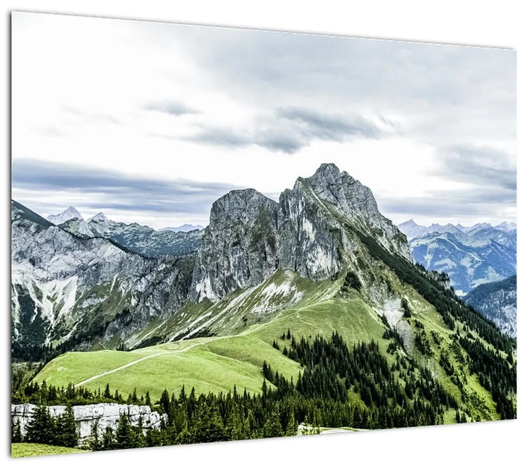 Sklenený obraz - Vrcholy hôr (70x50 cm)