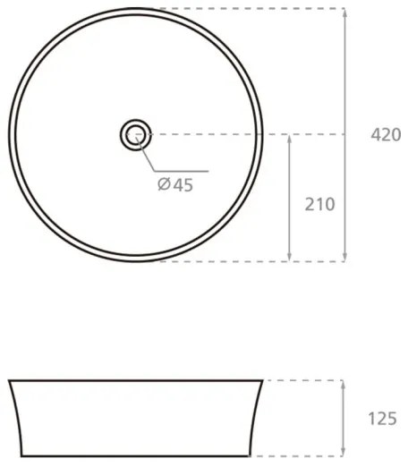 Bathco 4087 - Umývadlo na dosku VOLTA, priemer 42 cm, porcelán/biela