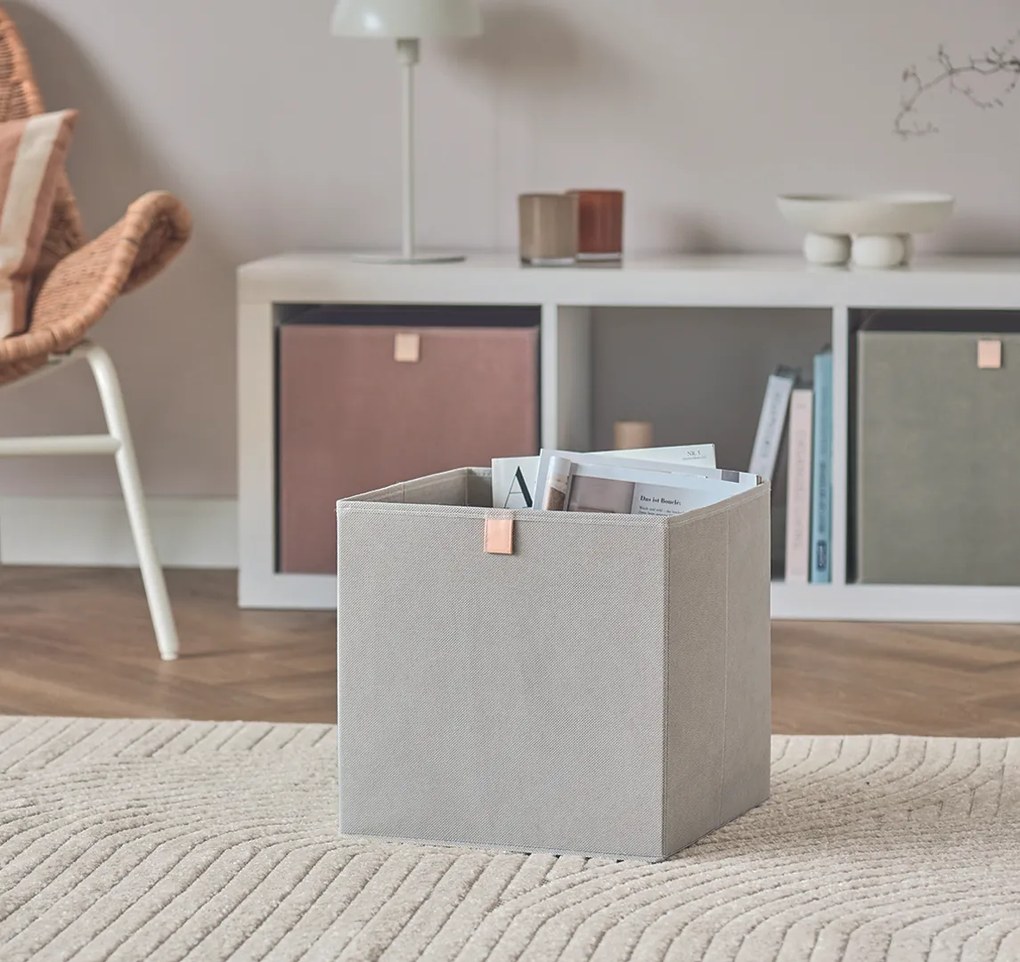 Úložný box, kocka, do štvorcových knižníc WOVEN 32x32x32, khaki