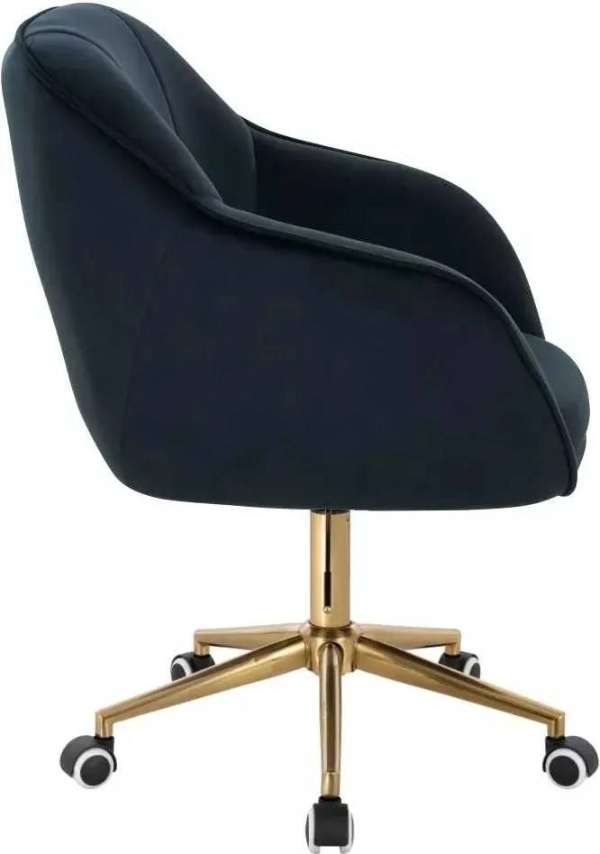 LuxuryForm DESIGN Stolička AVOLA VELUR na zlatej podstave s kolieskami - čierna