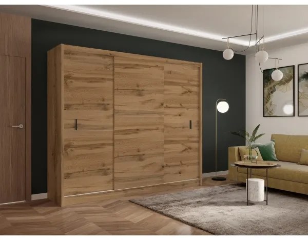 Šatní skriňa SAPHIRA 250x215 cm s posuvnými dverami, dub wotan