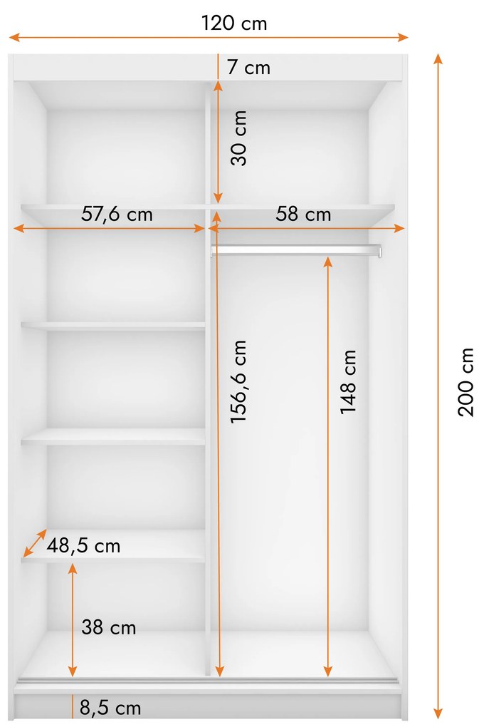 Šatníková skriňa Nestor 06 (biela + biela). Akcia -16%. Vlastná spoľahlivá doprava až k Vám domov. 1071536