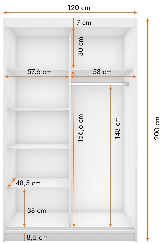 Šatníková skriňa Nestor 06 (biela + dub sonoma). Akcia -21%. Vlastná spoľahlivá doprava až k Vám domov. 1071537