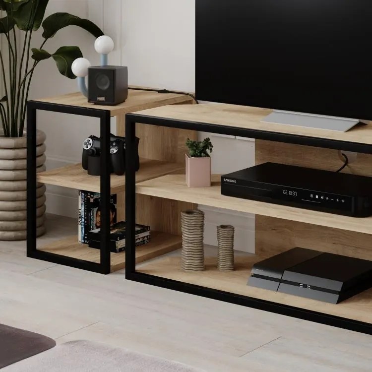 Súprava TV stolíka + 2 bočné stolíky Houseland Echo dub zafír/čierna