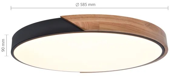 Brilagi - LED stmievateľné svietidlo PILANA LED/60W/230V dub/čierna pr. 58,5 cm + diaľkový ovládač