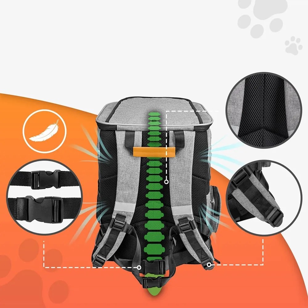 Batoh pre psy a mačky JOY,  31x30x41cm, šedá Cadoca