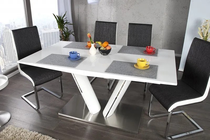 Bighome - Jedálenský rozkladací stôl VALENCIA 160-220 cm - biela