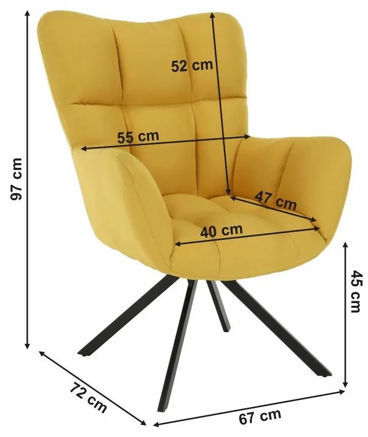 Tempo Kondela Dizajnové otočné kreslo, žltá/čierna, KOMODO