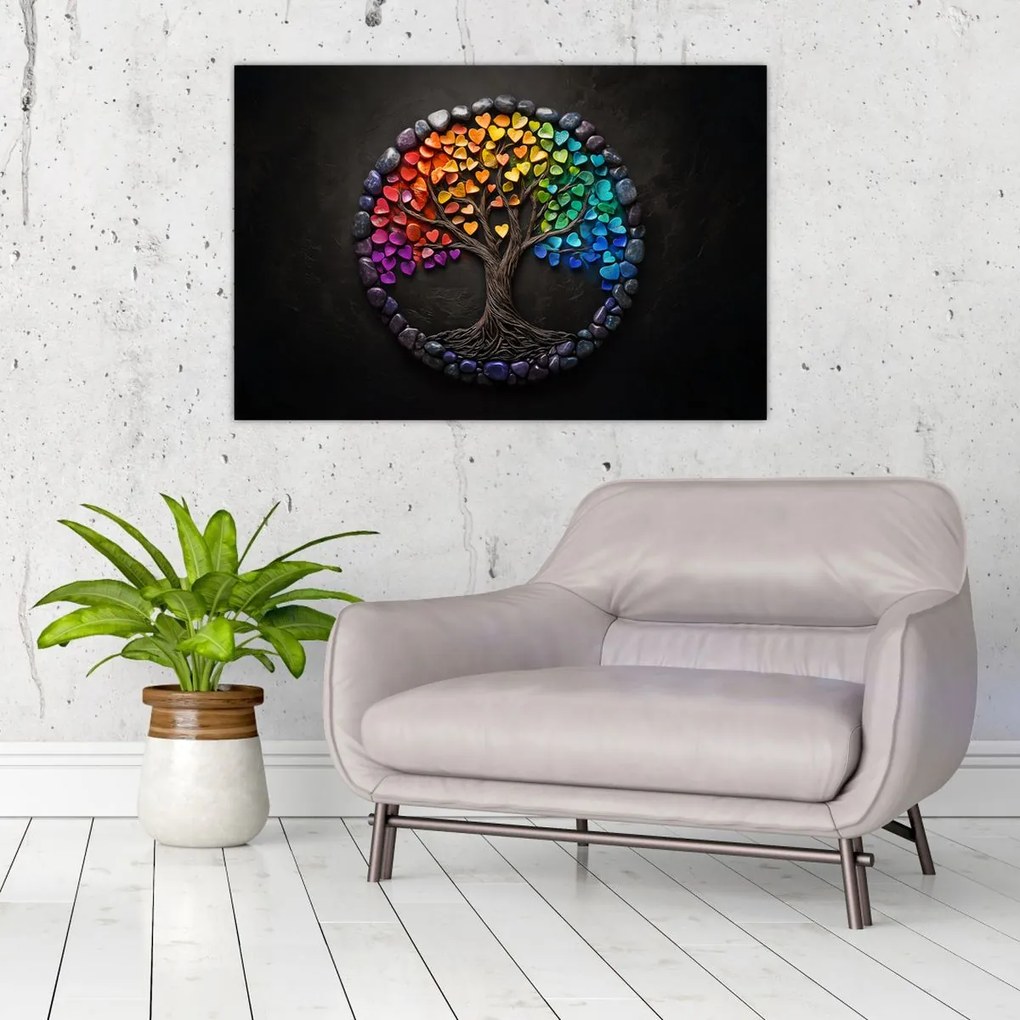 Obraz – Strom plný farebných sŕdc (90x60 cm)