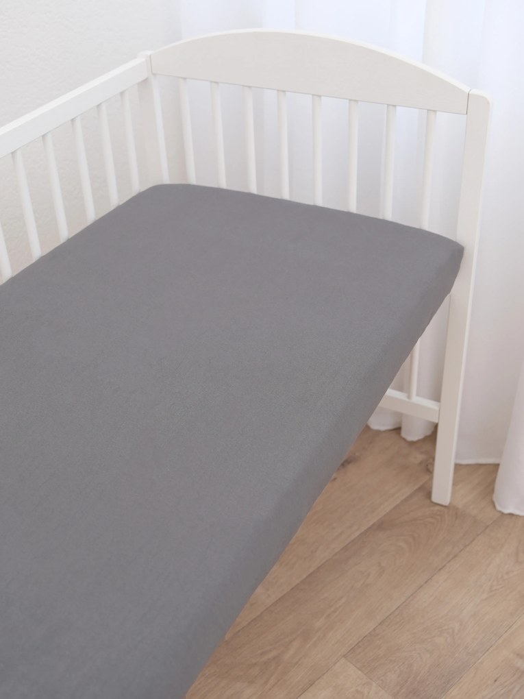 Jersey plachta do postieľky Classic 70 x 140 cm – tmavo sivá