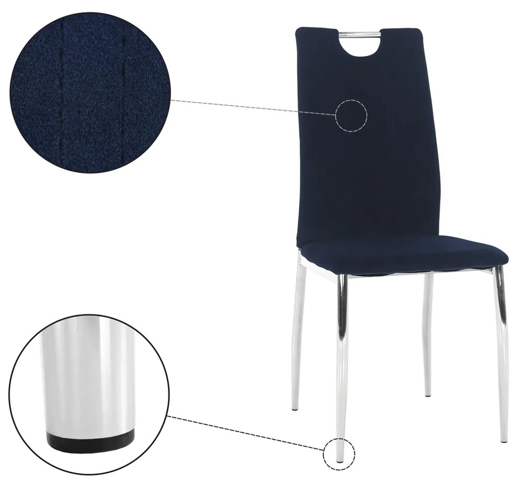 Jedálenská stolička Oliva New - modrá (Velvet) / chróm