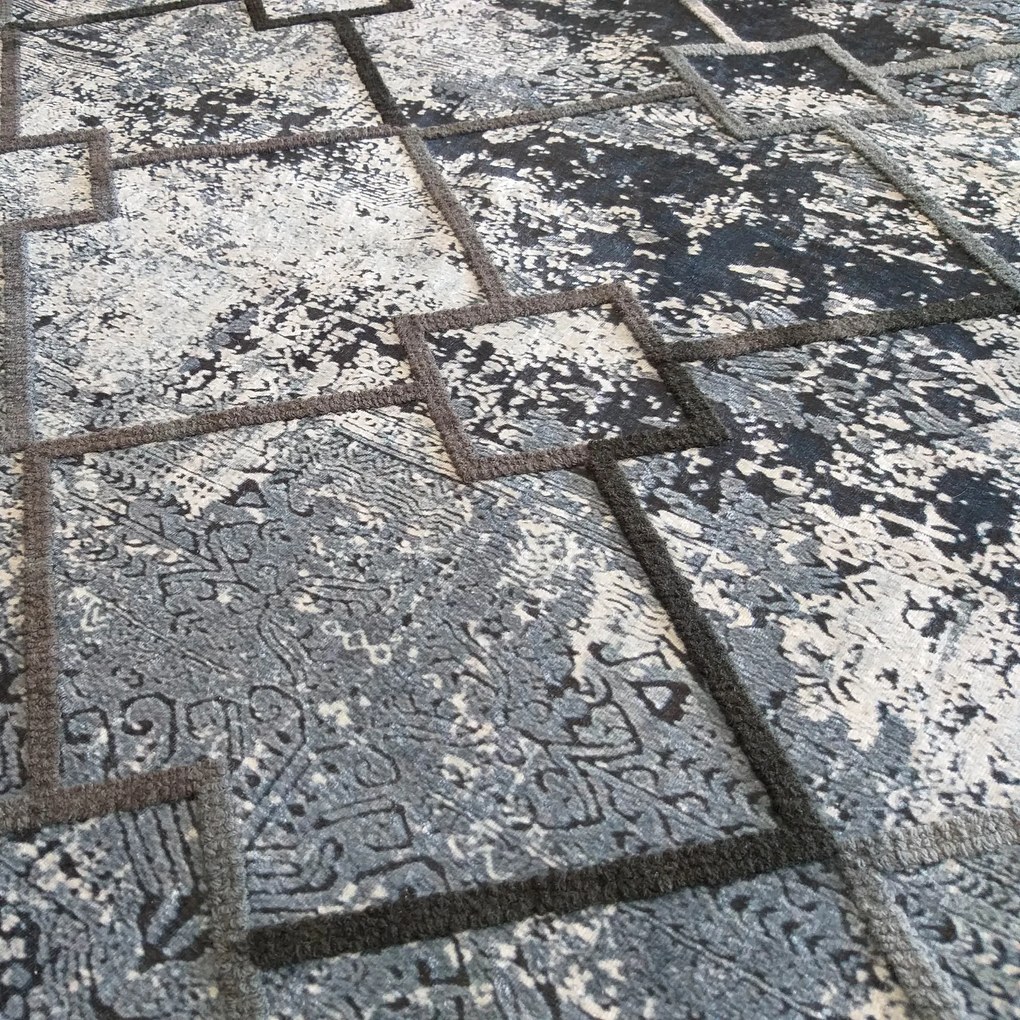 DY Tmavomodrý protišmykový koberec Hypnotic 01 Rozmer: 80x150 cm