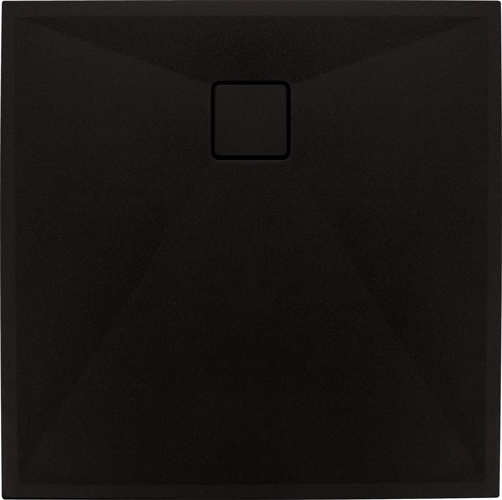 Deante Correo, štvorcová granitová sprchová vanička 90x90x3,5 cm, čierna, KQR_N41B