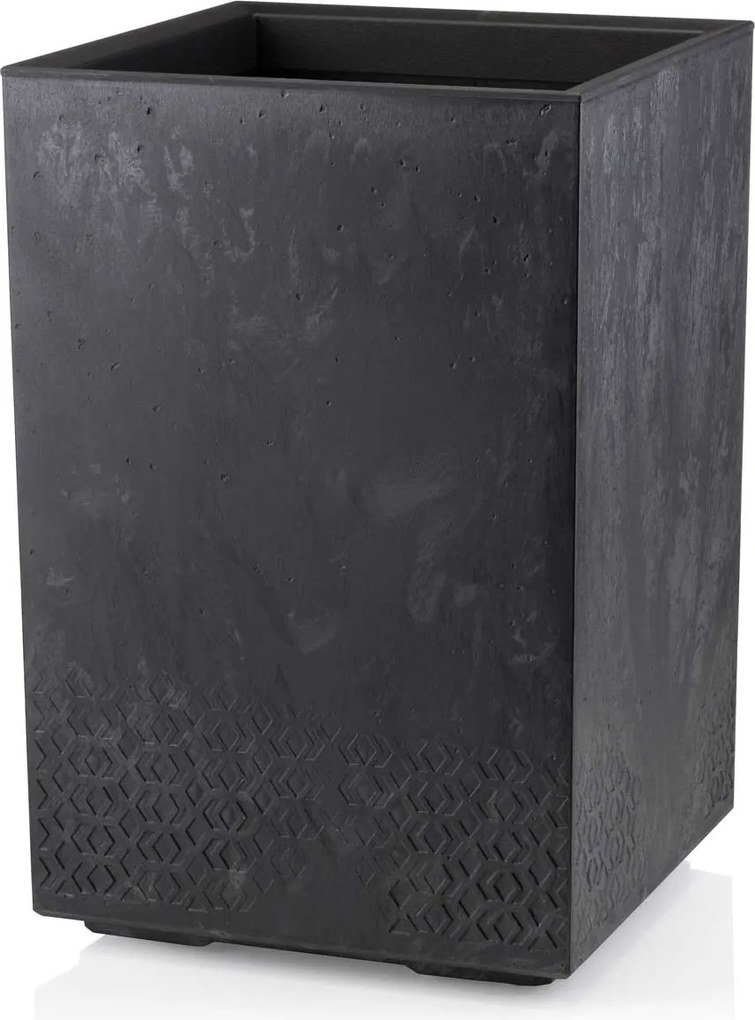 PLASTOVÝ KVETINÁČ NA KOLIESKACH BETONIQUE 60X40X40 CM IMITÁCIA BETÓNU ČIERNA