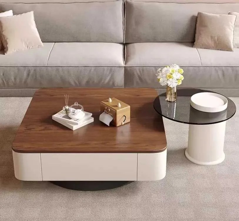 LuxuryForm DESIGN Konferenčný stolík MODENA 80 × 80 cm – hnedý, béžový (set)