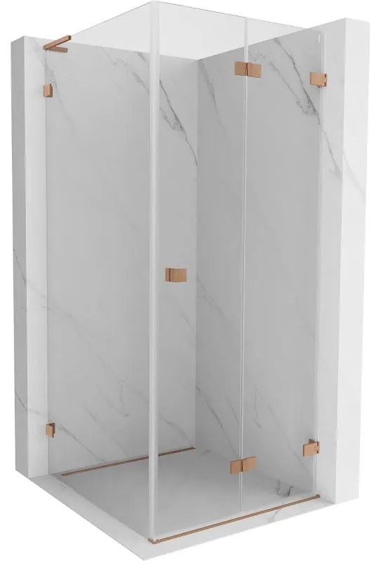 Mexen Lunar-F L, sprchový kút pravý 70 x 70 cm, 8mm číre sklo, profil medená matná, 836L-070-070-65-00-P