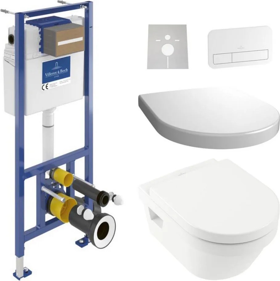 Závesné WC + WC sedátko ARCHITECTURA + tlačidlo + podomietkový modul + podložka