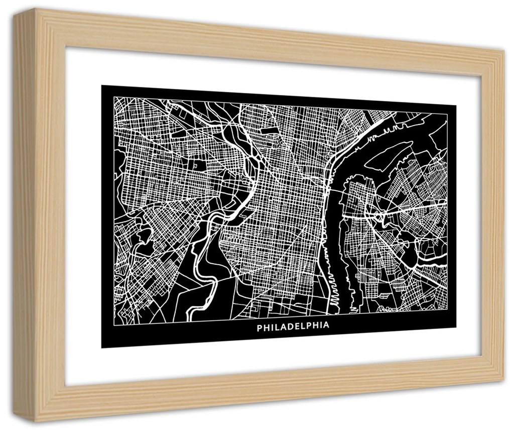 Gario Plagát Plán mesta Philadelphia Farba rámu: Bez rámu, Rozmery: 30 x 20 cm