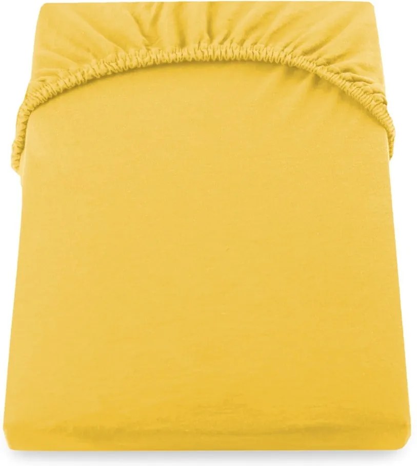 Žltá elastická plachta DecoKing Nephrite, 160/180 x 200 cm