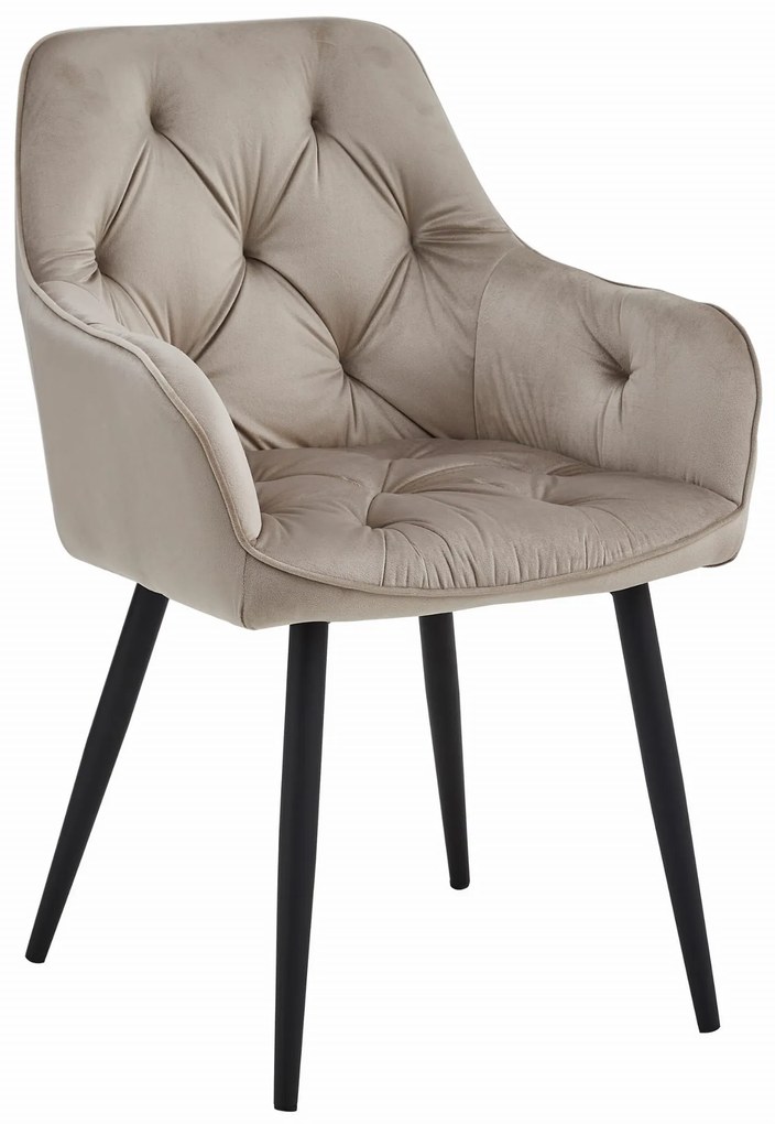 Zamatová jedálenská stolička LYON tmavo béžová