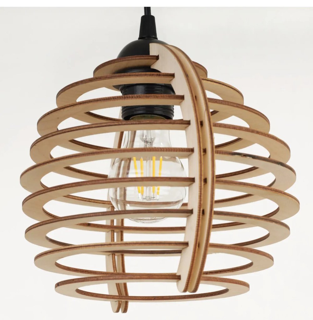 Závesné svietidlo Timber, 1x drevené tienidlo, lp, n