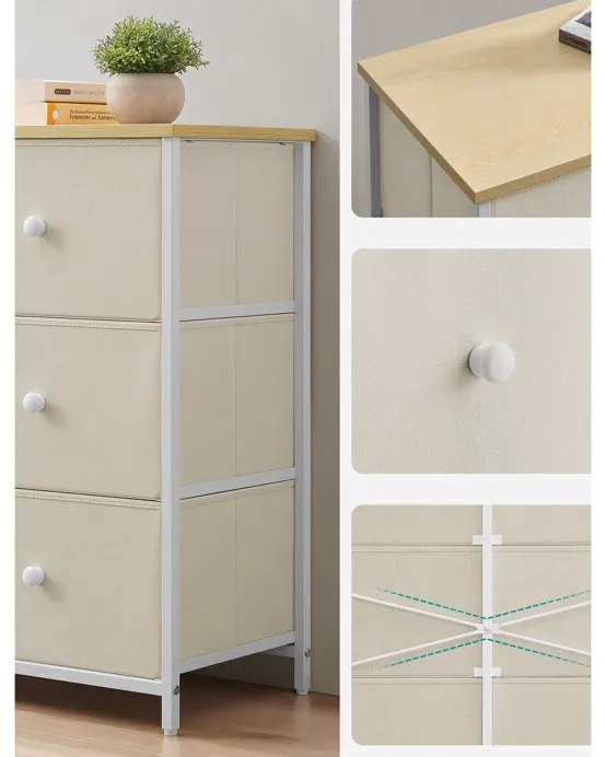 Autronic BONTEC Komoda 80x30x71cm, kov, béžová, AUK-E1033 WT Farba: Béžová