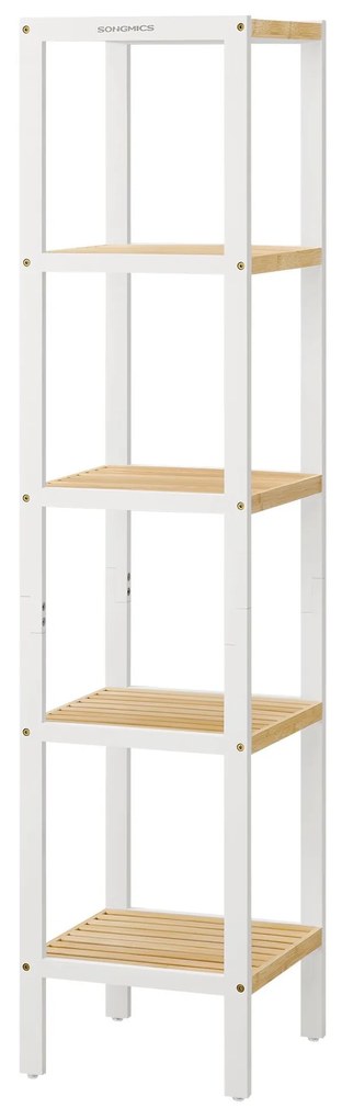 Polička do kúpeľne Desmond, biela/hnedá