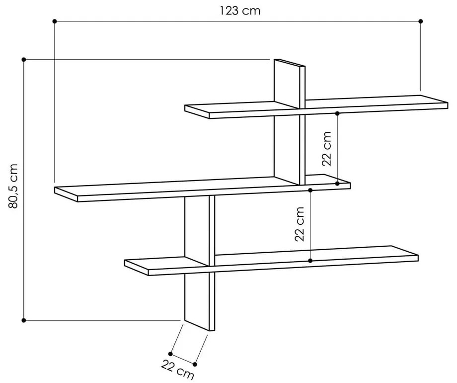 Poschodová polica v dekore duba v prírodnej farbe 123 cm Leo – Kalune Design