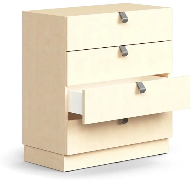 Zásuvkový kontajner QBUS, so soklom, s úchytkou, 868x800x400 mm, breza