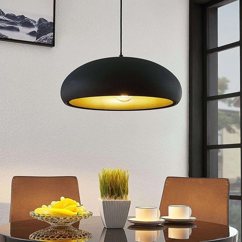 Moderná závesná lampa čierna so zlatom - Gerwina