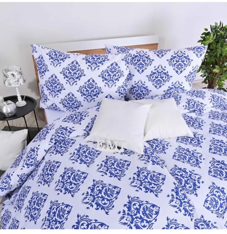 Obliečky bavlnené Atény modré EMI, Francúzsky set1 200x220 + 2x (70x90)