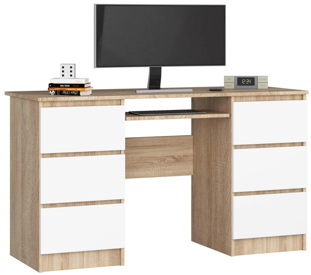 PC stolík Behati (dub sonoma + biela). Akcia -12%. Vlastná spoľahlivá doprava až k Vám domov. 1128507