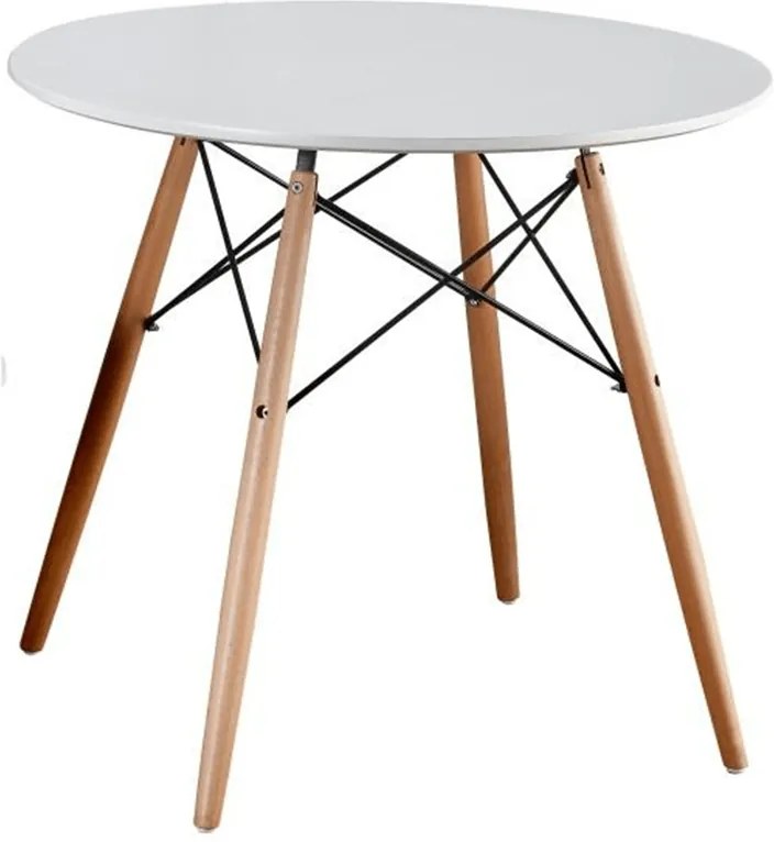 Jedálenský stôl, biela/buk, GAMIN NEW 80