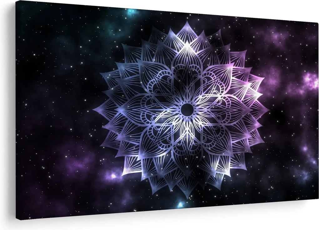 Obraz - Lotusová mandala vo vesmíre (90x60 cm)