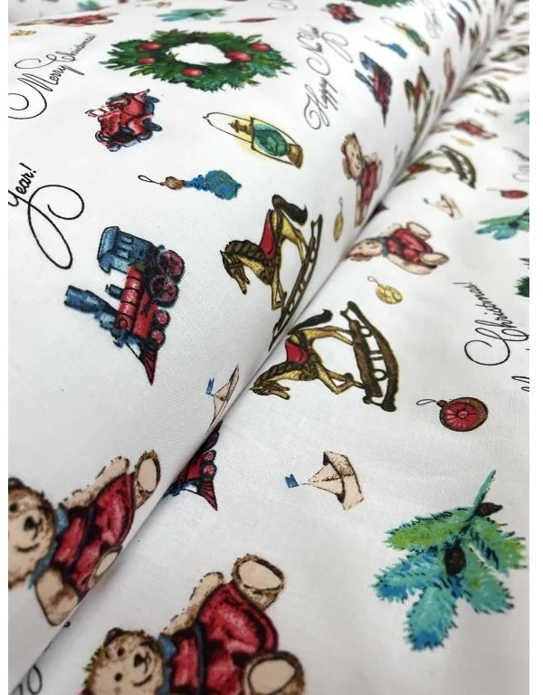 Vianočné obliečky CHRISTMAS TEDDY – 140×200 + 70×90 cm, 100 % bavlna, vianočný motív