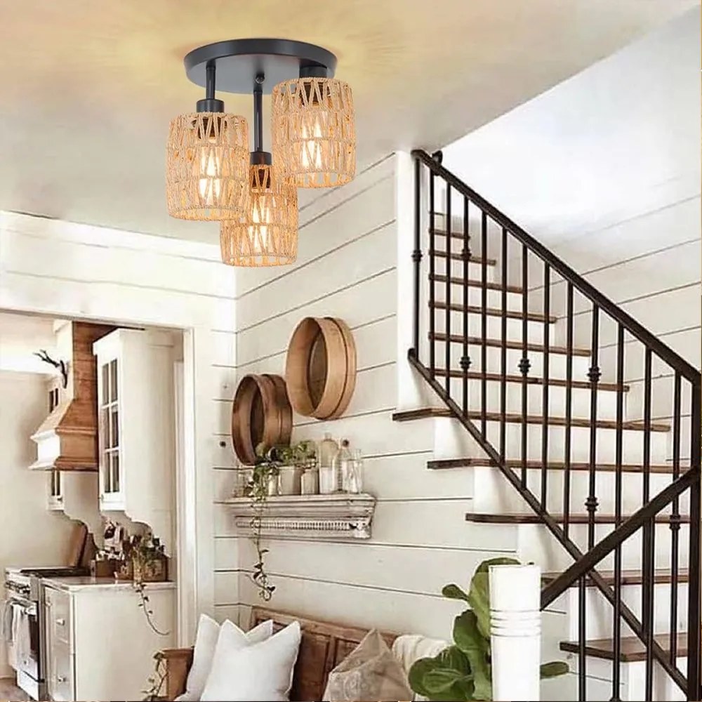 Toolight Toolight, stropné svietidlo 3xE27, APP1624-3C, hnedá-čierna, OSW-04127