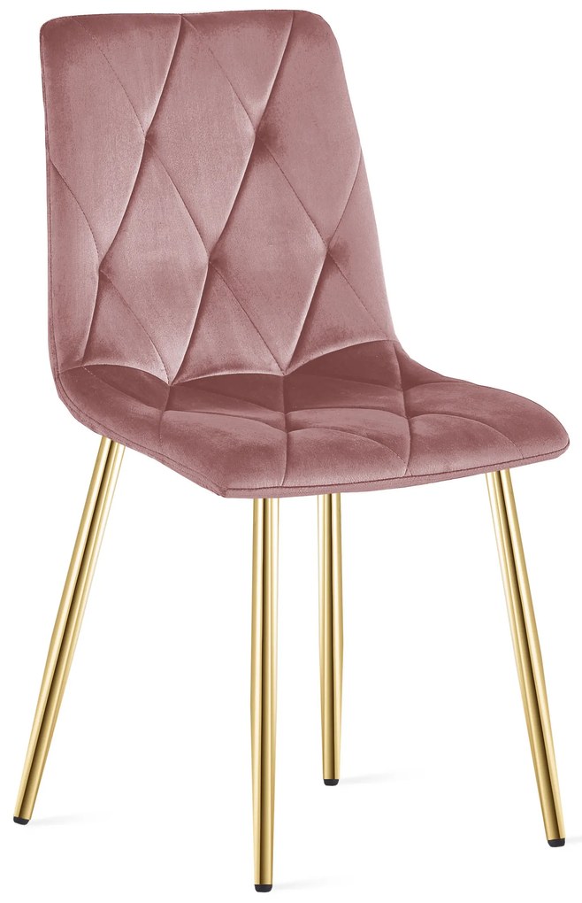 Ružová zamatová jedálenská stolička LIBRA so zlatými nohami