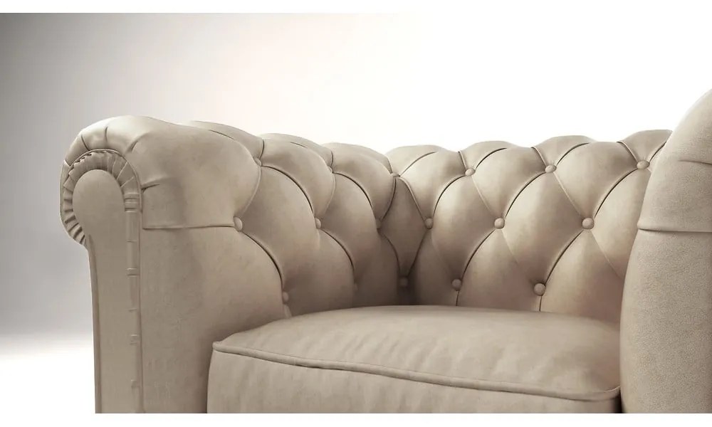 Krémové zamatové kreslo Cambridge - Ropez